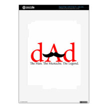 Red Dad Mustache Decal For iPad 3