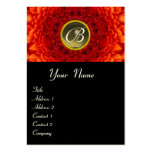 RED  DAHLIA  MONOGRAM, AGATE grey  black yellow Business Card Templates