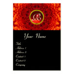 RED  DAHLIA  MONOGRAM, RUBY  black yellow Business Card