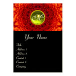 RED  DAHLIA  MONOGRAM, TOPAZ black white yellow Business Cards