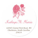 Red dahlia simple elegance circle address label sticker