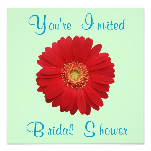Red Daisy Bridal Shower Custom Invites