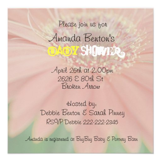 Red Daisy Flower Child Sonogram Baby Shower Invite