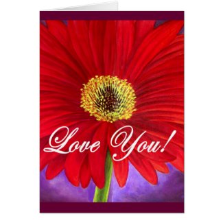 Red Daisy Flower Painting - Multi card