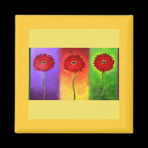 Red Daisy Flower Painting - Multi magnets