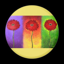 Red Daisy Flower Painting - Multi magnets