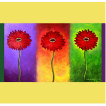 Red Daisy Flower Painting - Multi photo sculptures by JUDERM Red Daisy Flower Painting - Multi photo sculptures