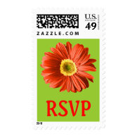 Red Daisy Flower RSVP Postage