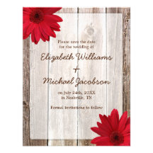 Red Daisy Rustic Barn Save the Date Announcement