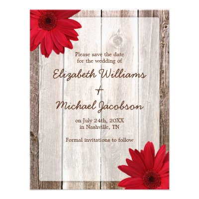 Red Daisy Rustic Barn Save the Date Announcement