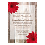 Red Daisy Rustic Barn Wood Wedding Announcements
