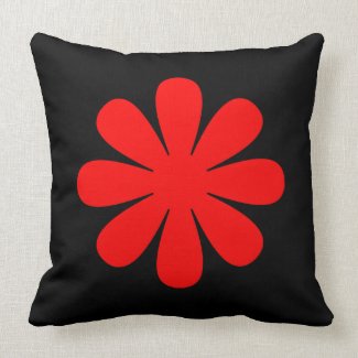 Red Daisy Throw Pillow
