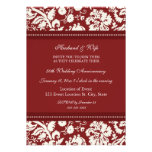 Red Damask 50th Anniversary Party Invitation