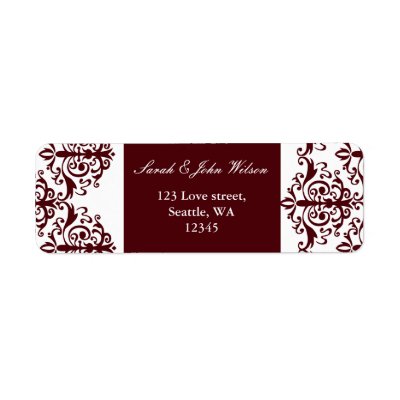 red damask address lable return address label