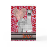 Red Damask Alpaca Love  Valentine Greeting Cards