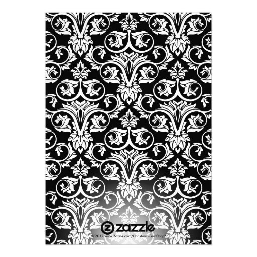 Red Damask Black and White Holiday Greeting Card
