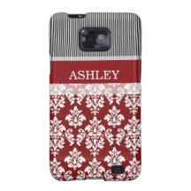 Red Damask Black Stripes Samsung Casemate Cases Samsung Galaxy S Covers