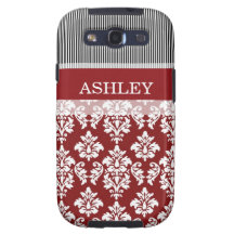 Red Damask Black Stripes Samsung Casemate Cases Galaxy S3 Case