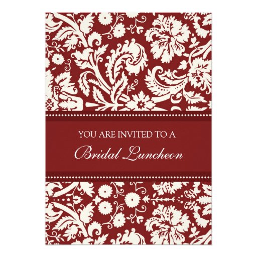 Red Damask Bridal Luncheon Invitation Cards