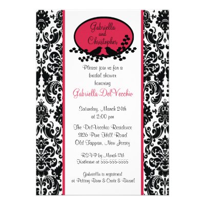 Red Damask Bridal Shower Invitation
