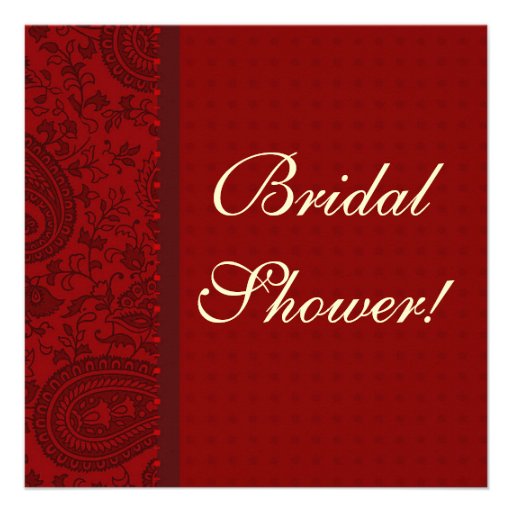 Red Damask brocade Indian bridal shower Custom Invite
