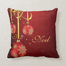Red Damask Christmas Pillow