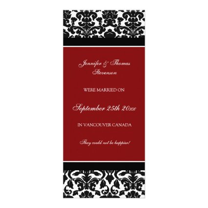 Red Damask Elopement Announcement Cards