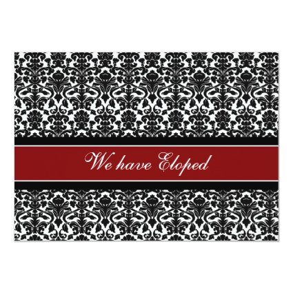 Red Damask Elopement Announcement Cards