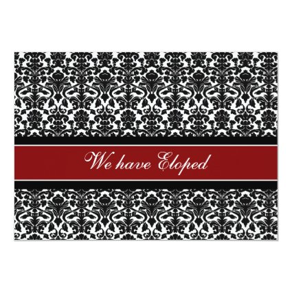 Red Damask Elopement Announcement Cards 5" X 7" Invitation Card