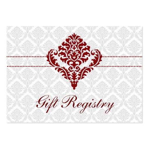 red  damask Gift registry  Cards Business Card Templates (front side)