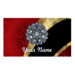 Red damask & gold business card