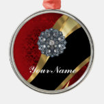 Red damask & gold christmas ornaments
