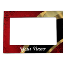 Red damask & gold frame magnets