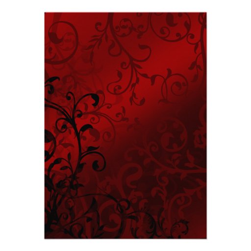 Red Damask Gothic Wedding Custom Announcements (front side)