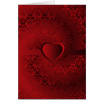 Red damask heart card