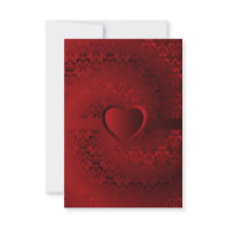 Red damask heart custom invites