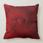 Red damask heart pillow