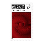 Red damask heart postage stamp