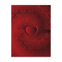 Red damask heart postcards