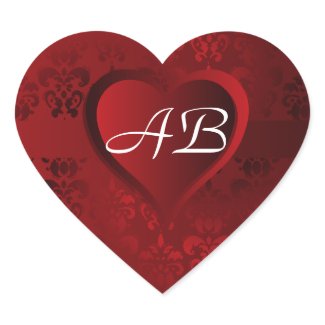 Red Damask heart zazzle_sticker