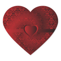 Red damask heart heart sticker