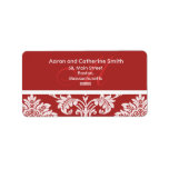Red Damask Monogram Wedding Address Labels