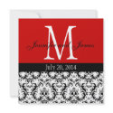 Red Damask Monogram Wedding Invitation invitation