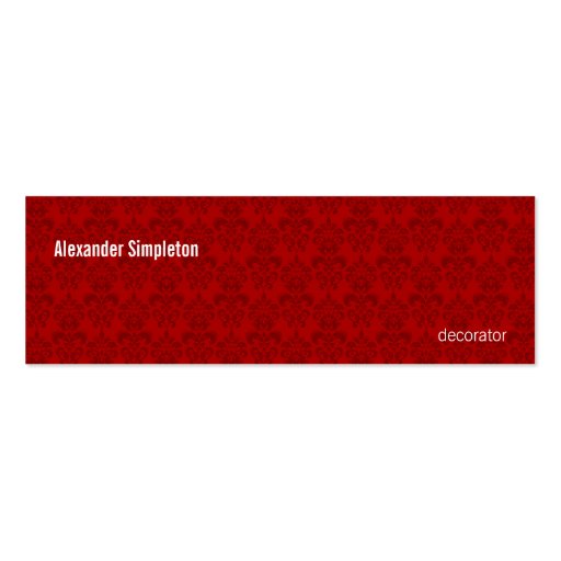 Red Damask Pattern Business Cards (front side)