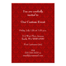 Red Damask Pattern Custom Invitation