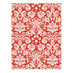 Red damask pattern postcards