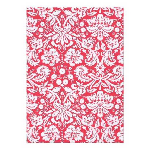 Red Damask Pattern; Vintage Chalkboard Personalized Announcement