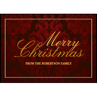 Red Damask Personalized Christmas Card card