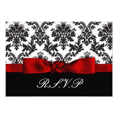 red damask  rsvp cards standard 3.5 x 5 announcement