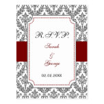 red damask  rsvp postcards
